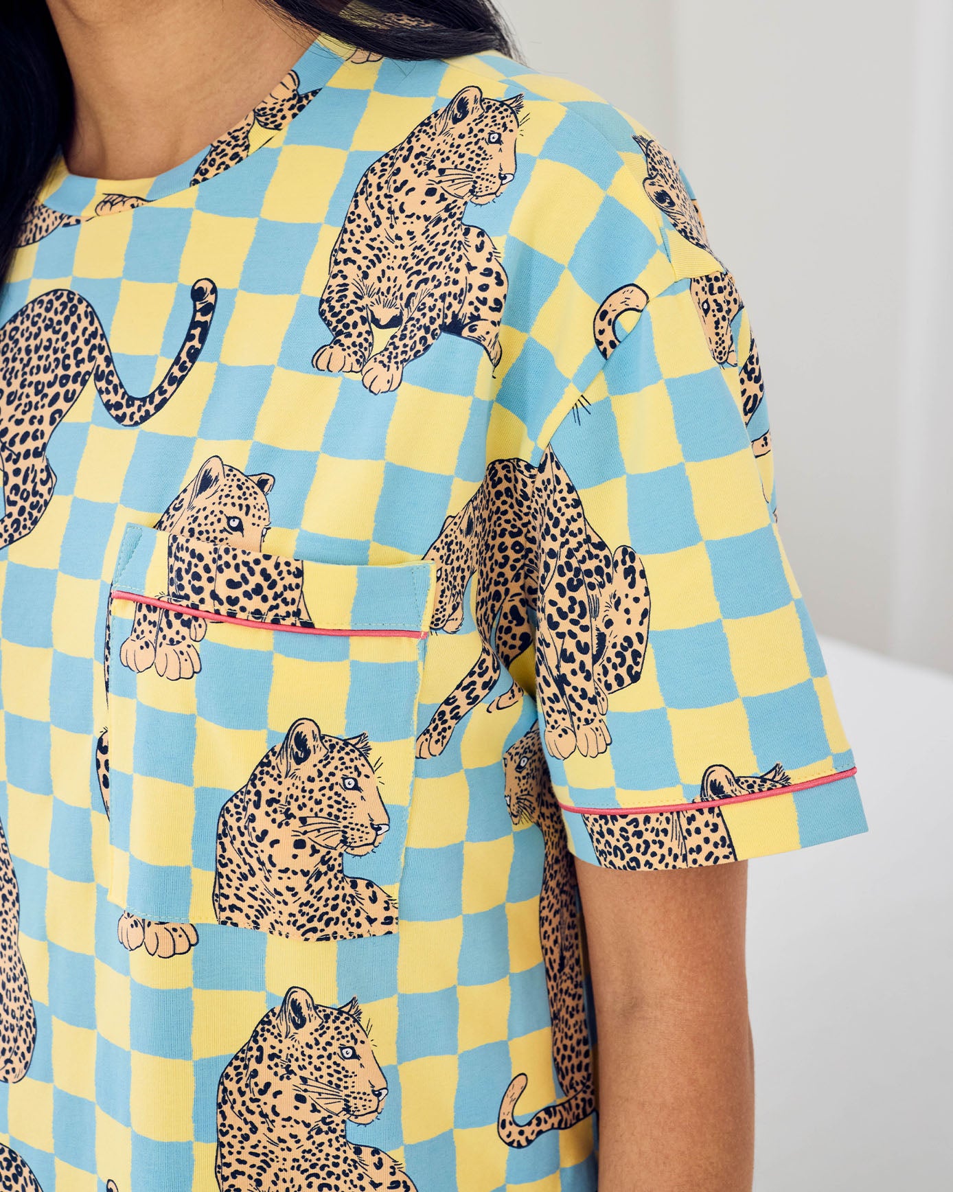 Organic Cotton Checkerboard Leopards Print Nightshirt