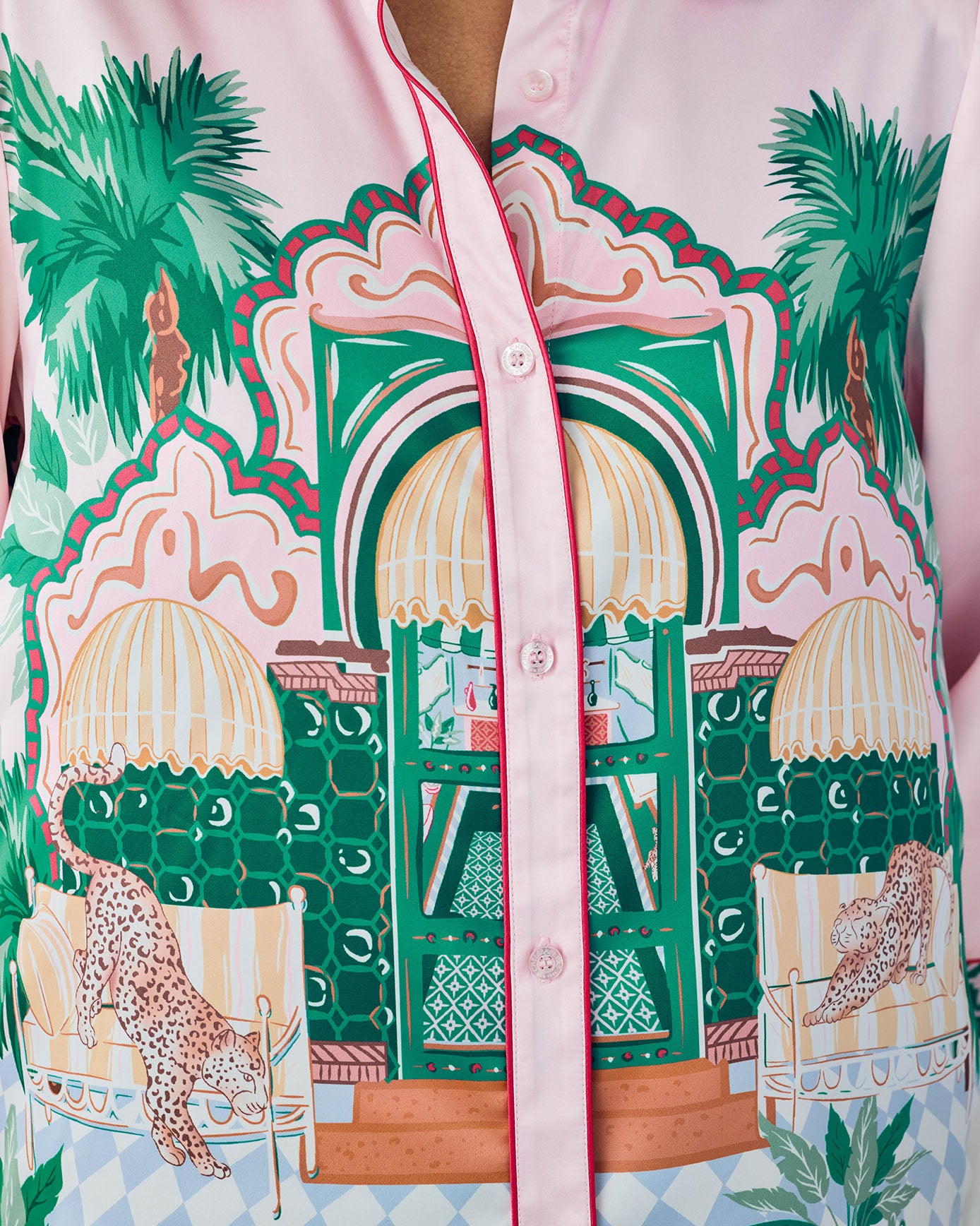 Satin The Clubhouse Print Long Pyjama Set