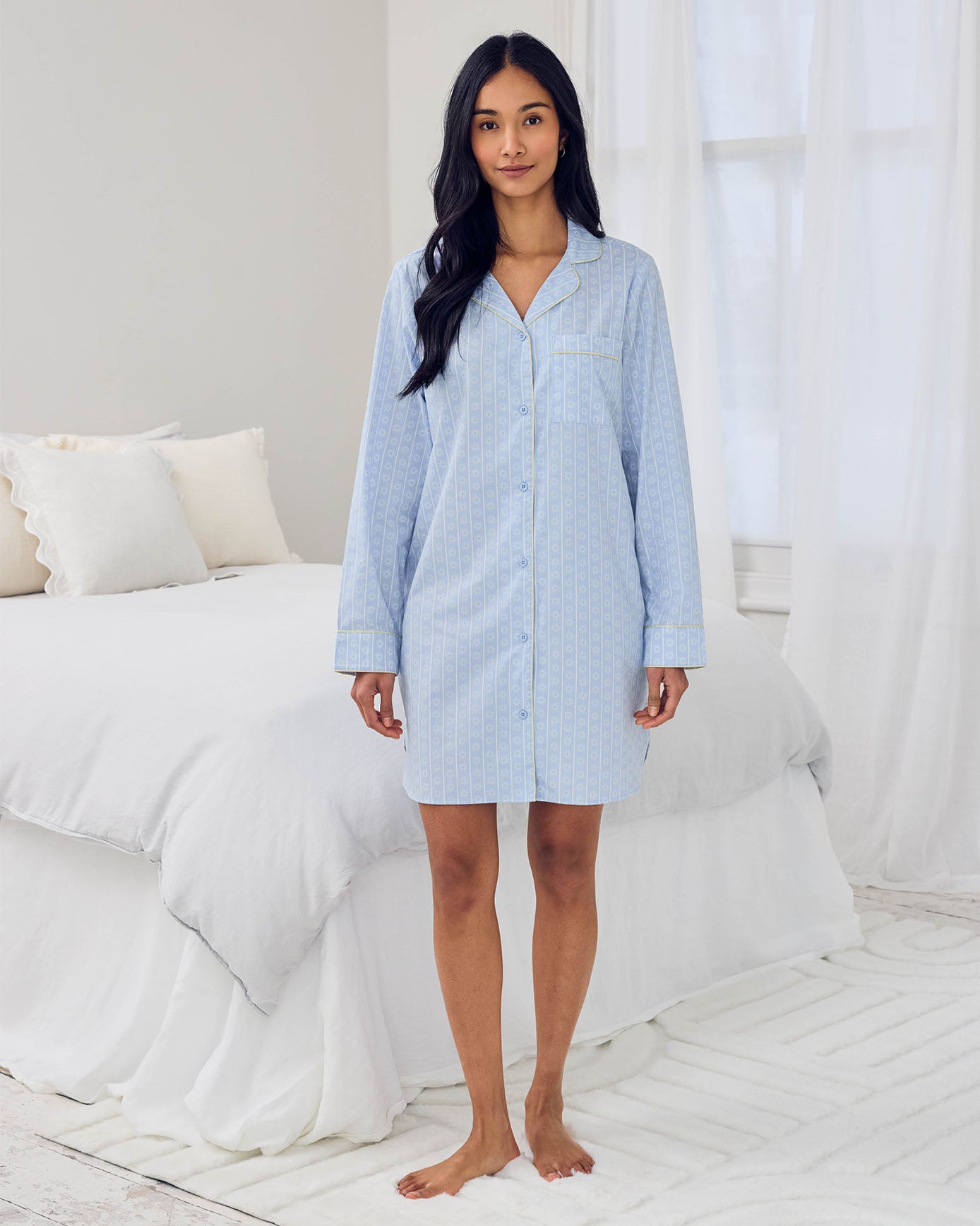 Organic Cotton Soleil Stripe Print Nightshirt