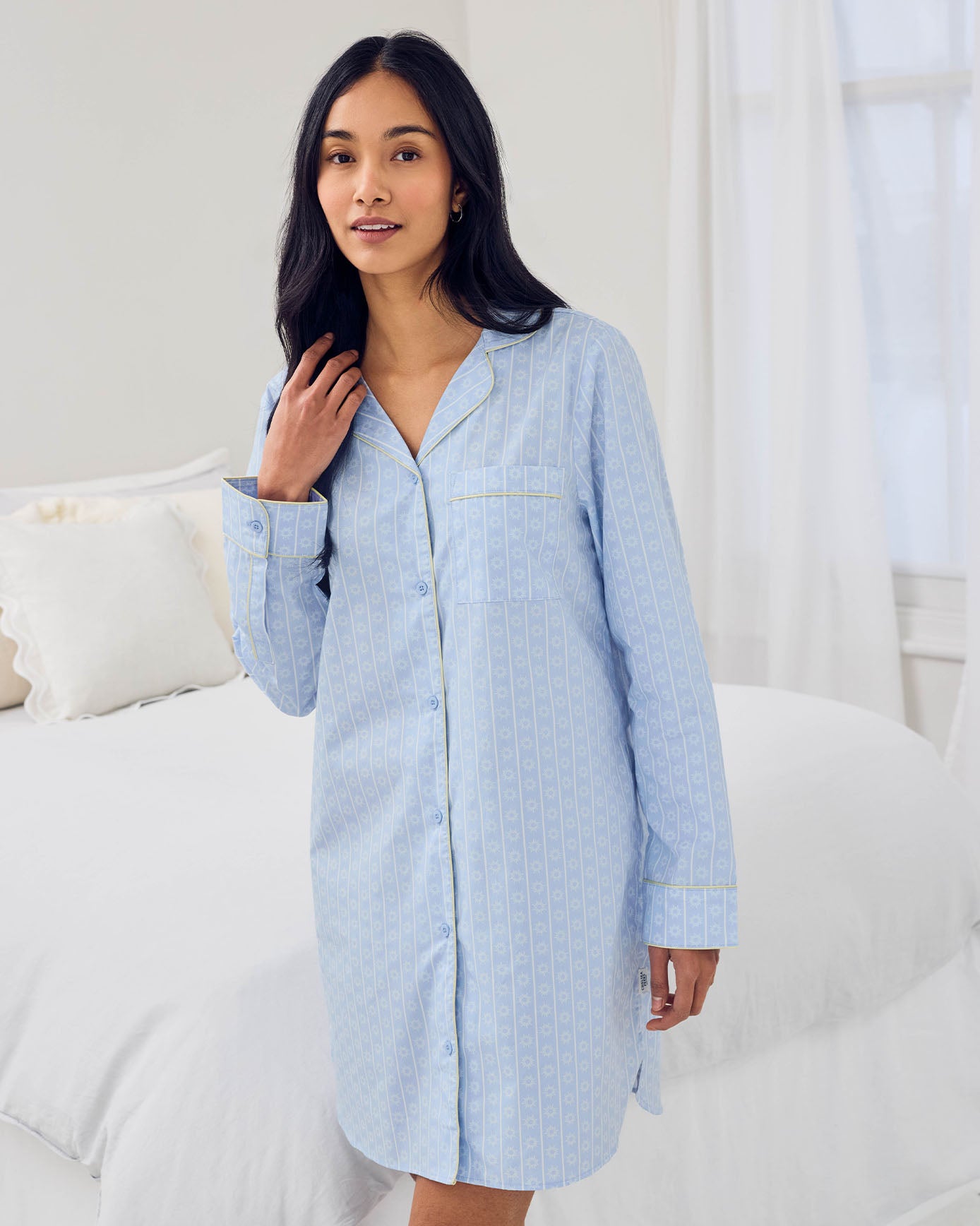 Organic Cotton Soleil Stripe Print Nightshirt