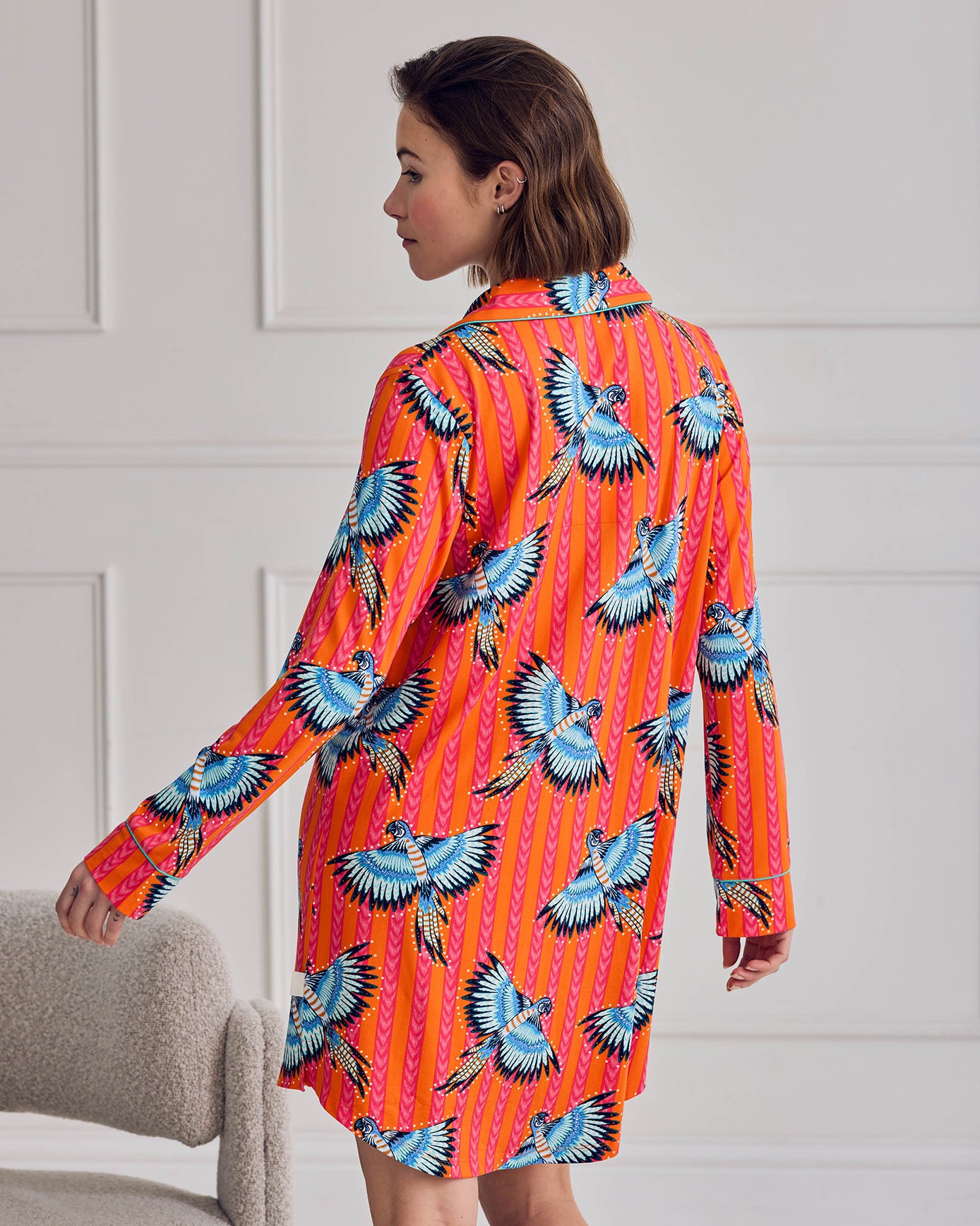 Parrot Stripe Print Nightshirt