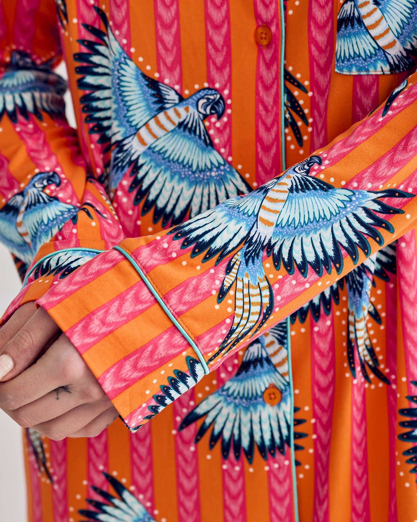 Parrot Stripe Print Nightshirt
