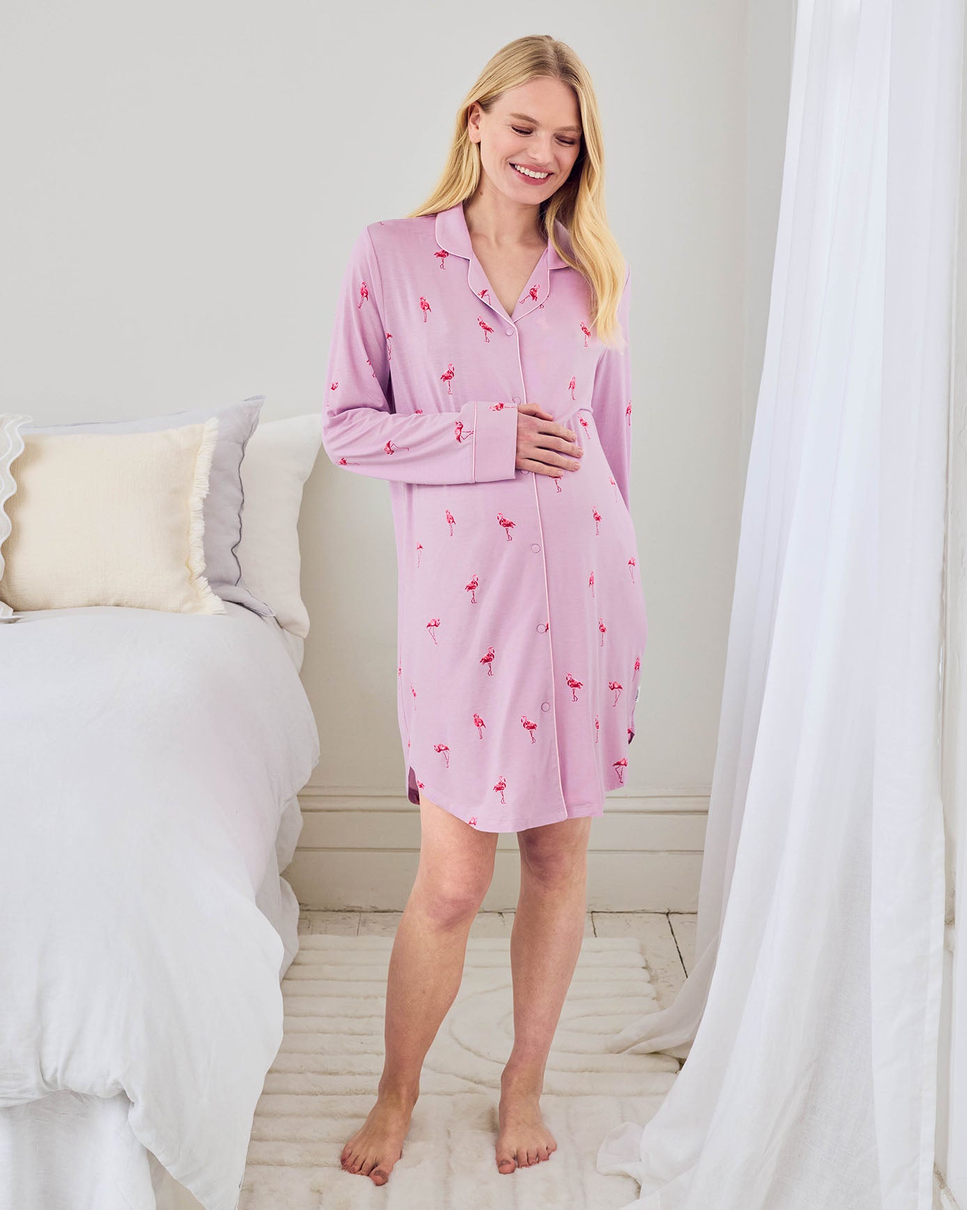 Maternity Tencel™ Modal Flamingo  Print Nightshirt