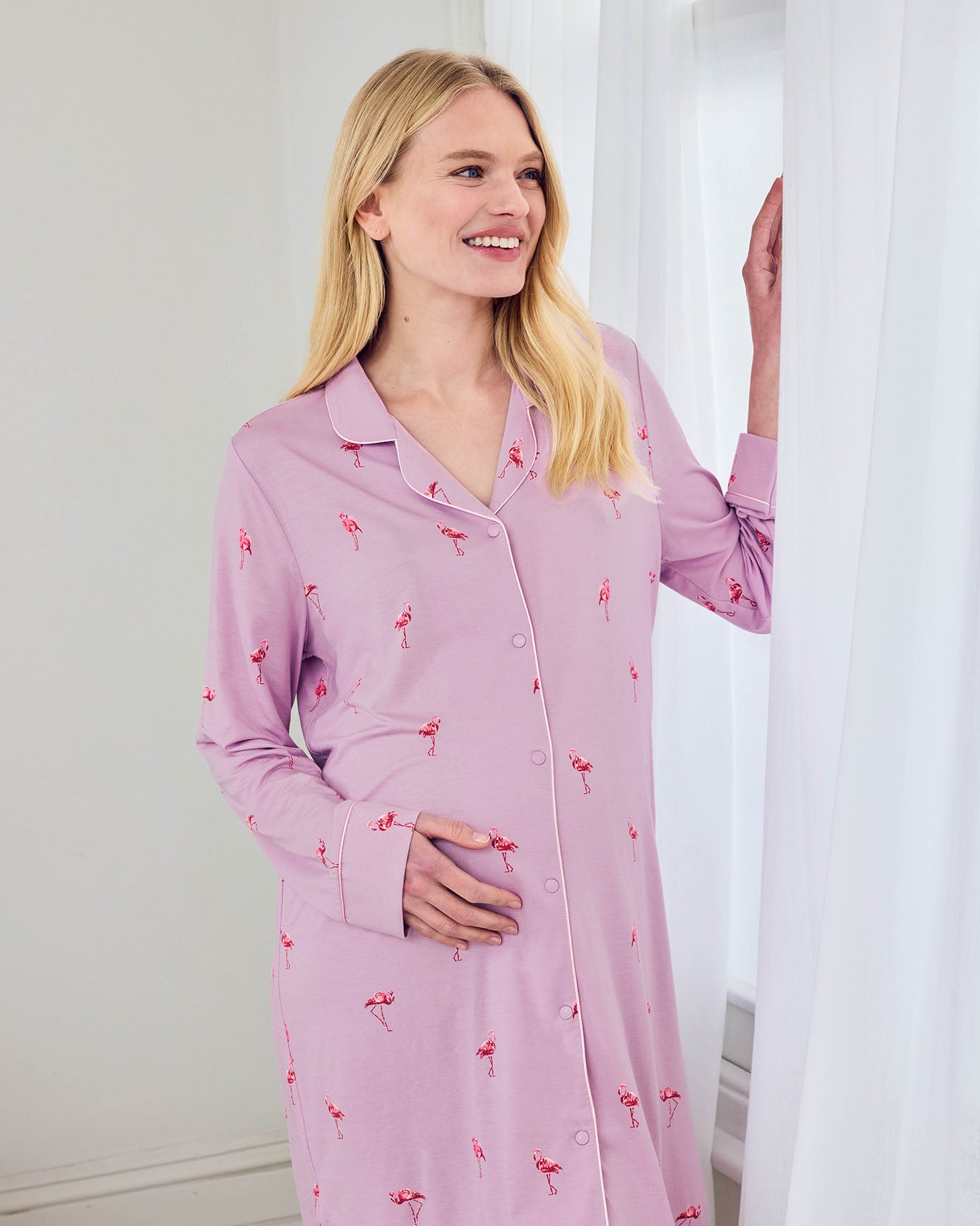 Maternity Tencel™ Modal Flamingo  Print Nightshirt