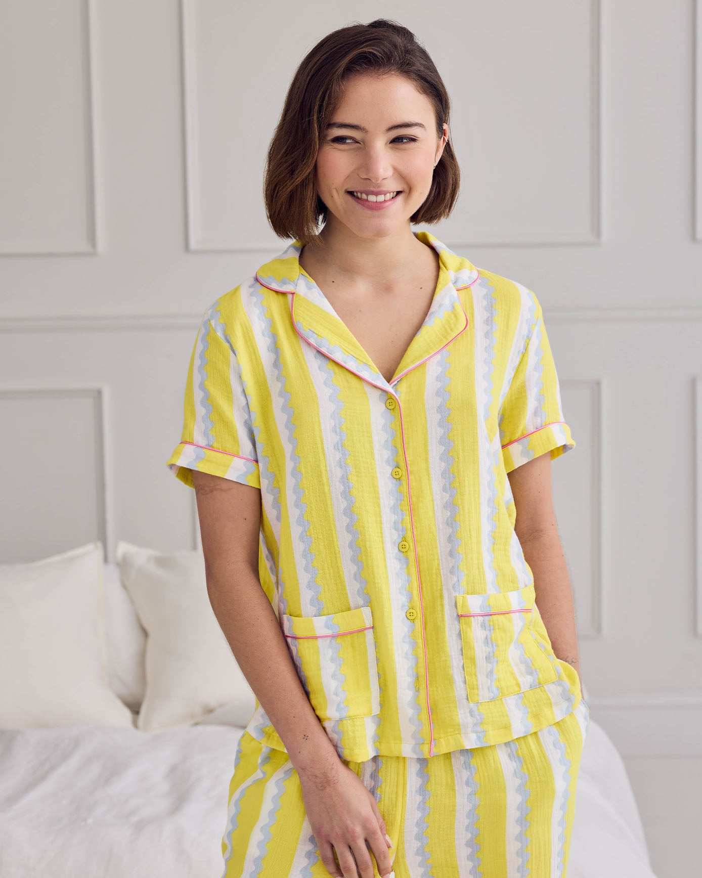 Organic Cotton Cheesecloth Wiggle Stripe Long Pyjama Set