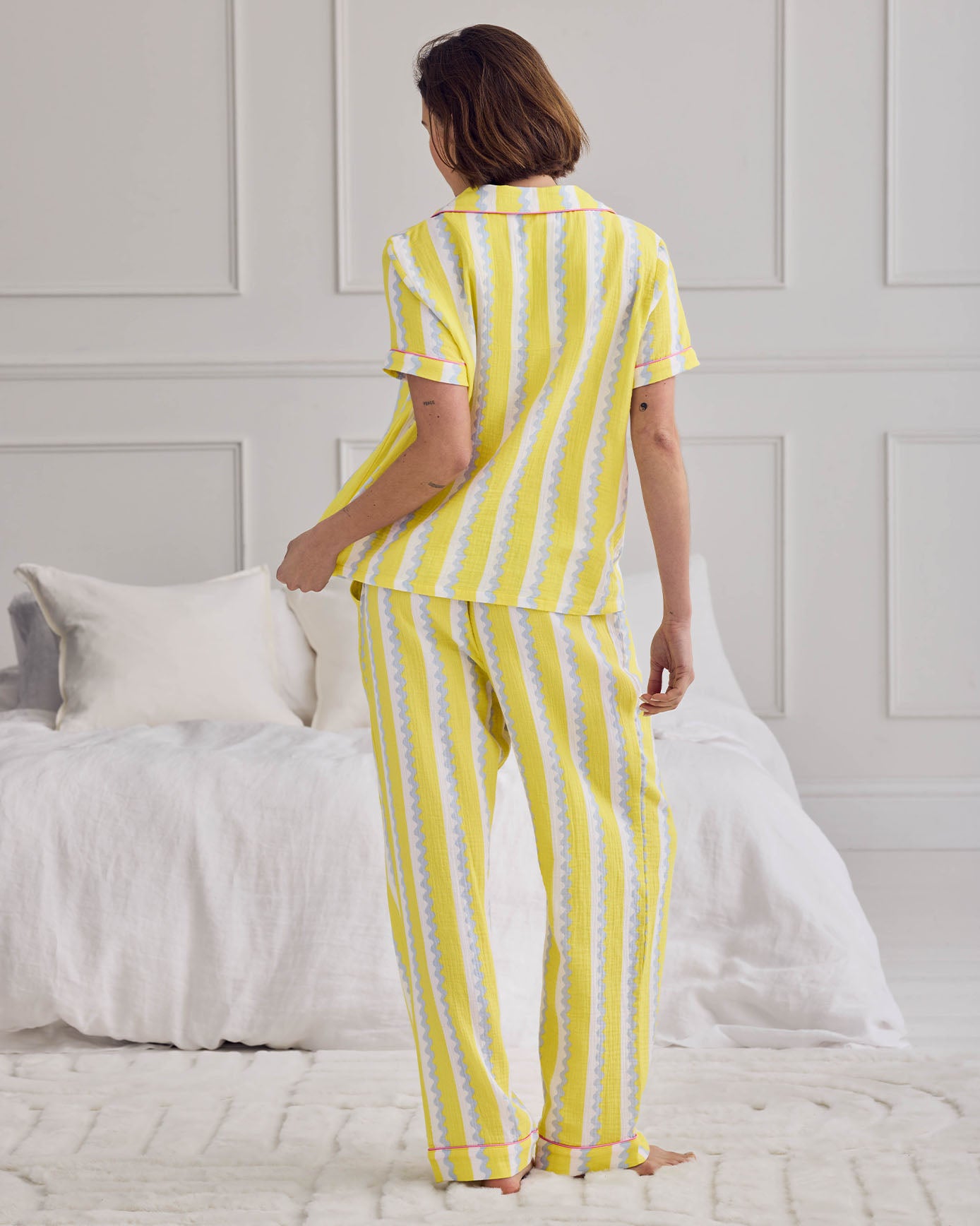 Organic Cotton Cheesecloth Wiggle Stripe Long Pyjama Set