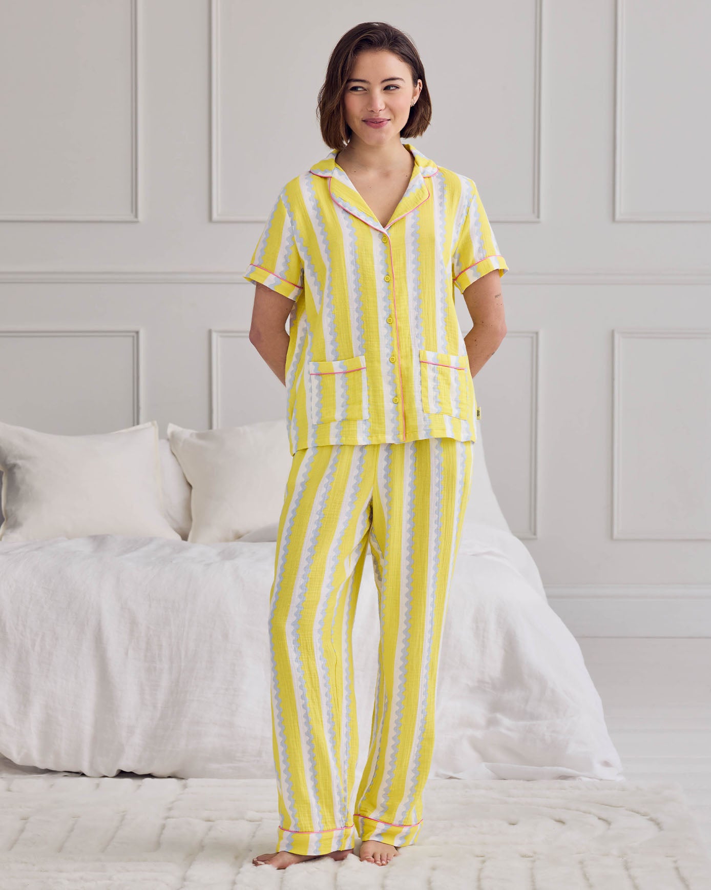 Organic Cotton Cheesecloth Wiggle Stripe Long Pyjama Set