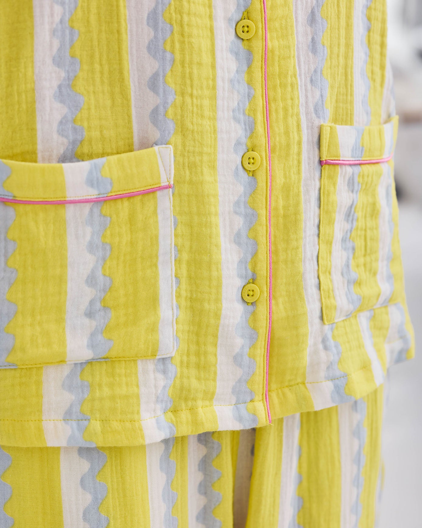 Organic Cotton Cheesecloth Wiggle Stripe Long Pyjama Set