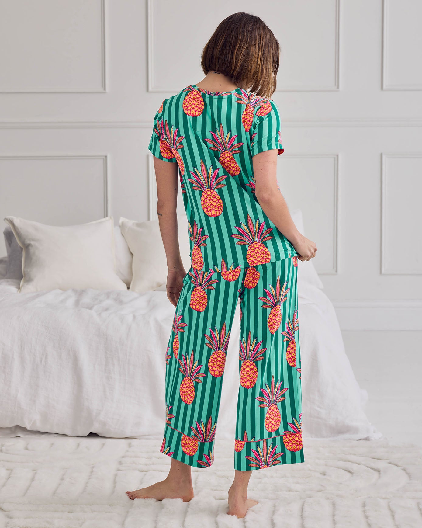 Pineapple Stripe Print Long Pyjama Set