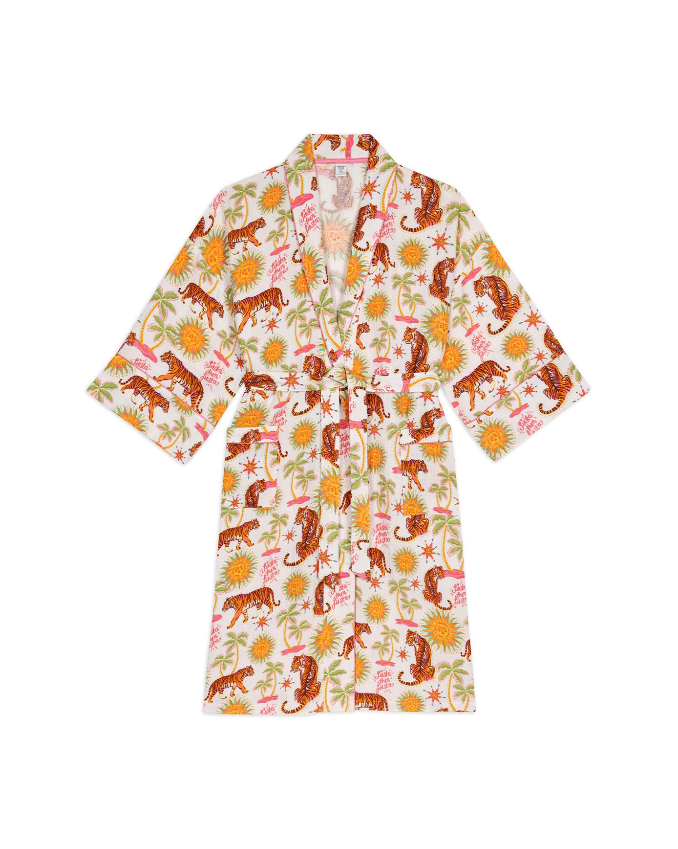 Organic Cotton Cheesecloth Siesta Tiger Print Dressing Gown