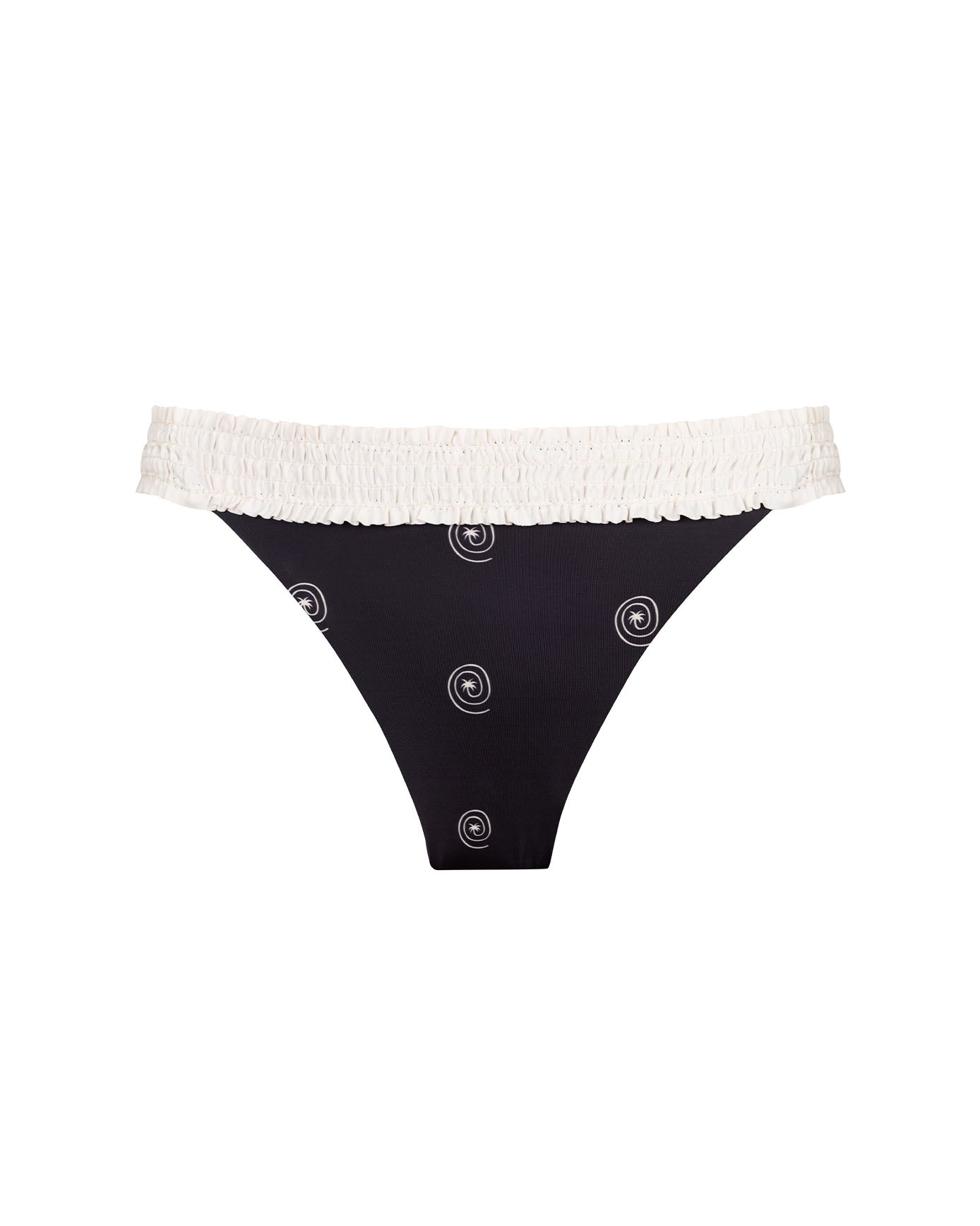 Palm Loop Print Bikini Bottoms - Black & White