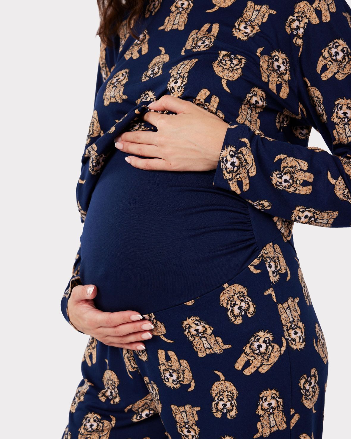 Maternity Navy Cockapoo Print Long Pyjama Set