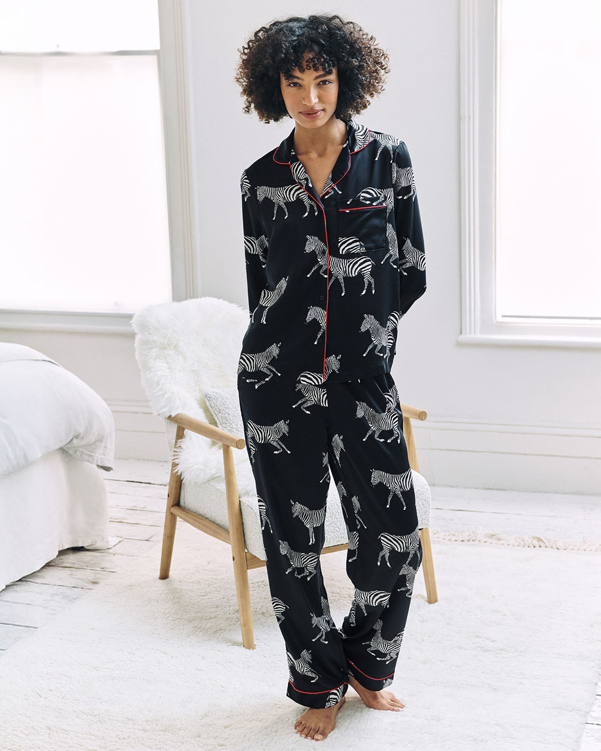 Satin Zebra Print Long Pyjama Set