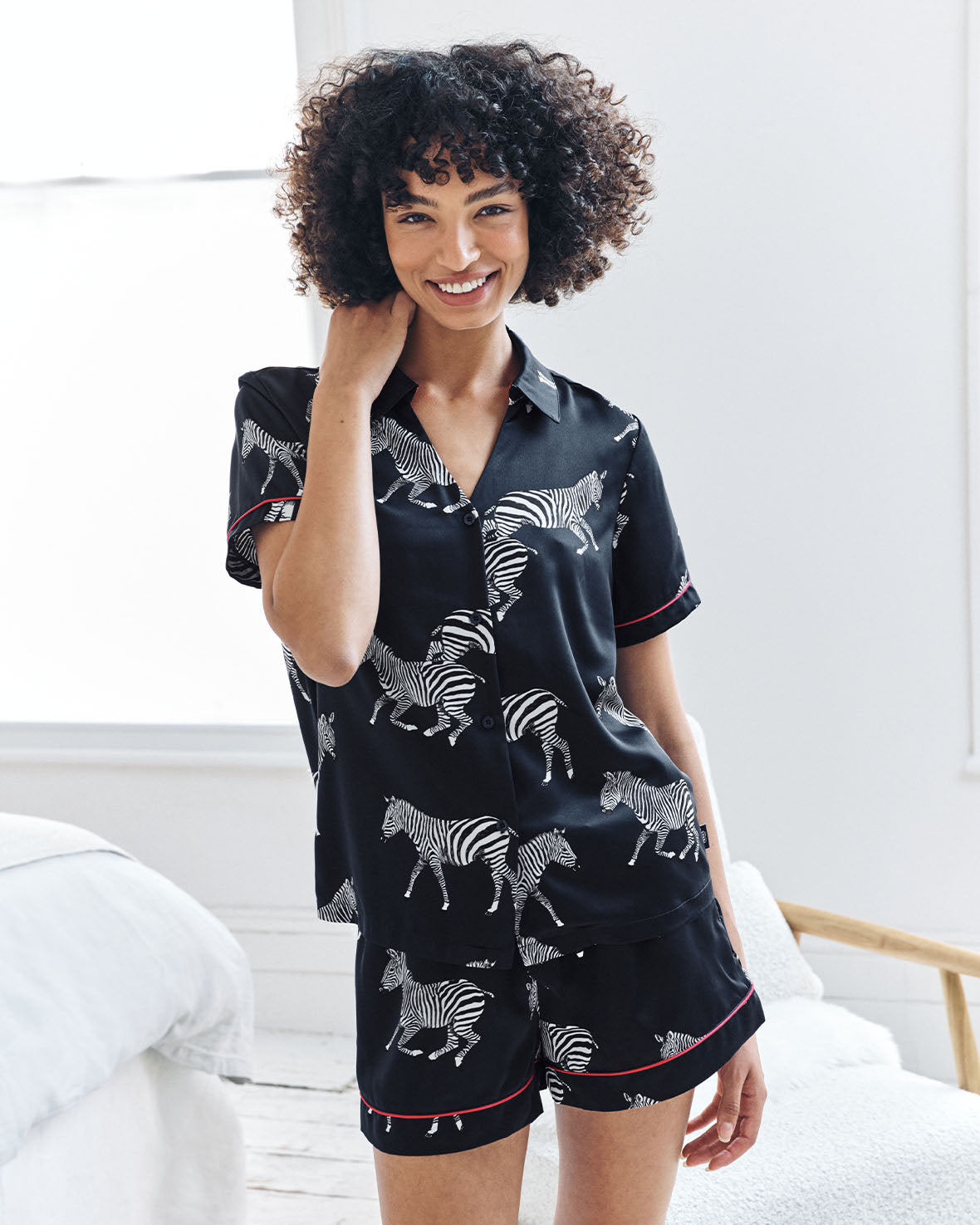 Satin Zebra Print Short Pyjama Set