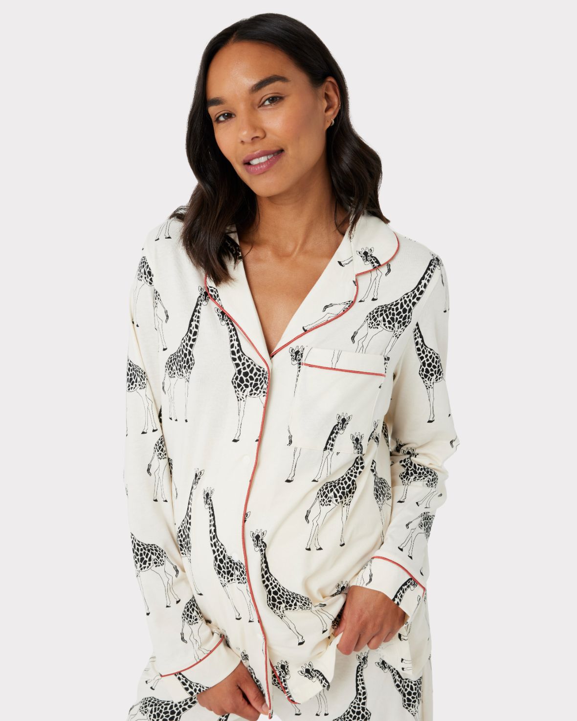 Maternity Organic Cotton Giraffe Print Long Pyjama Set