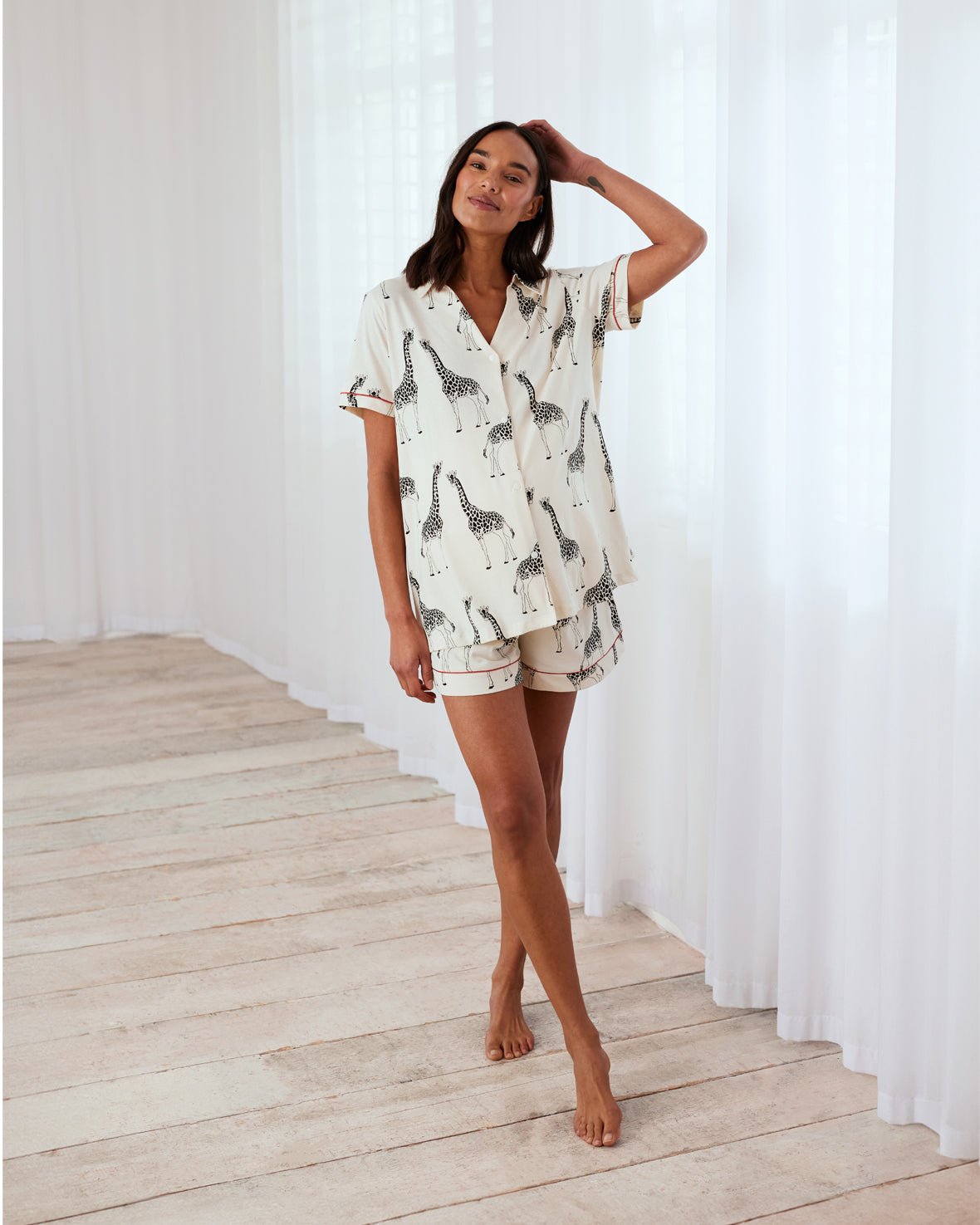 Maternity Organic Cotton Giraffe Print Short Pyjama Set