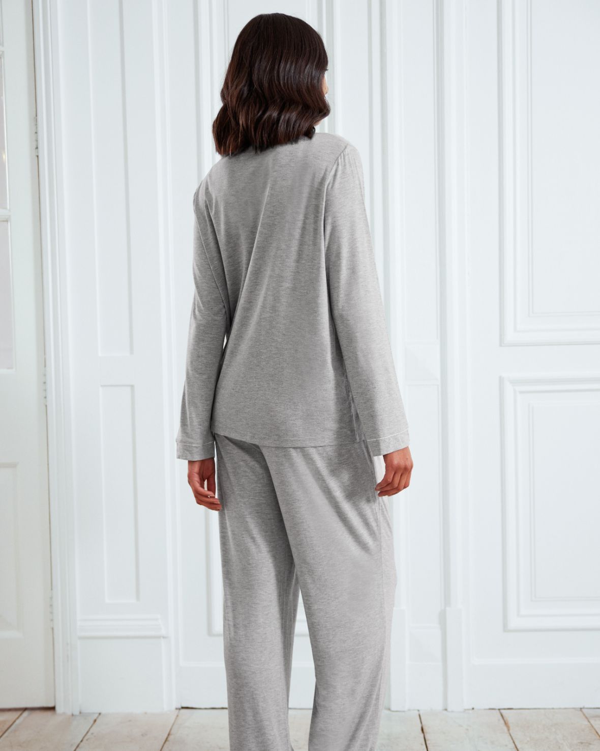 Maternity TENCEL™ Modal Long Button Up Pyjama Set - Grey