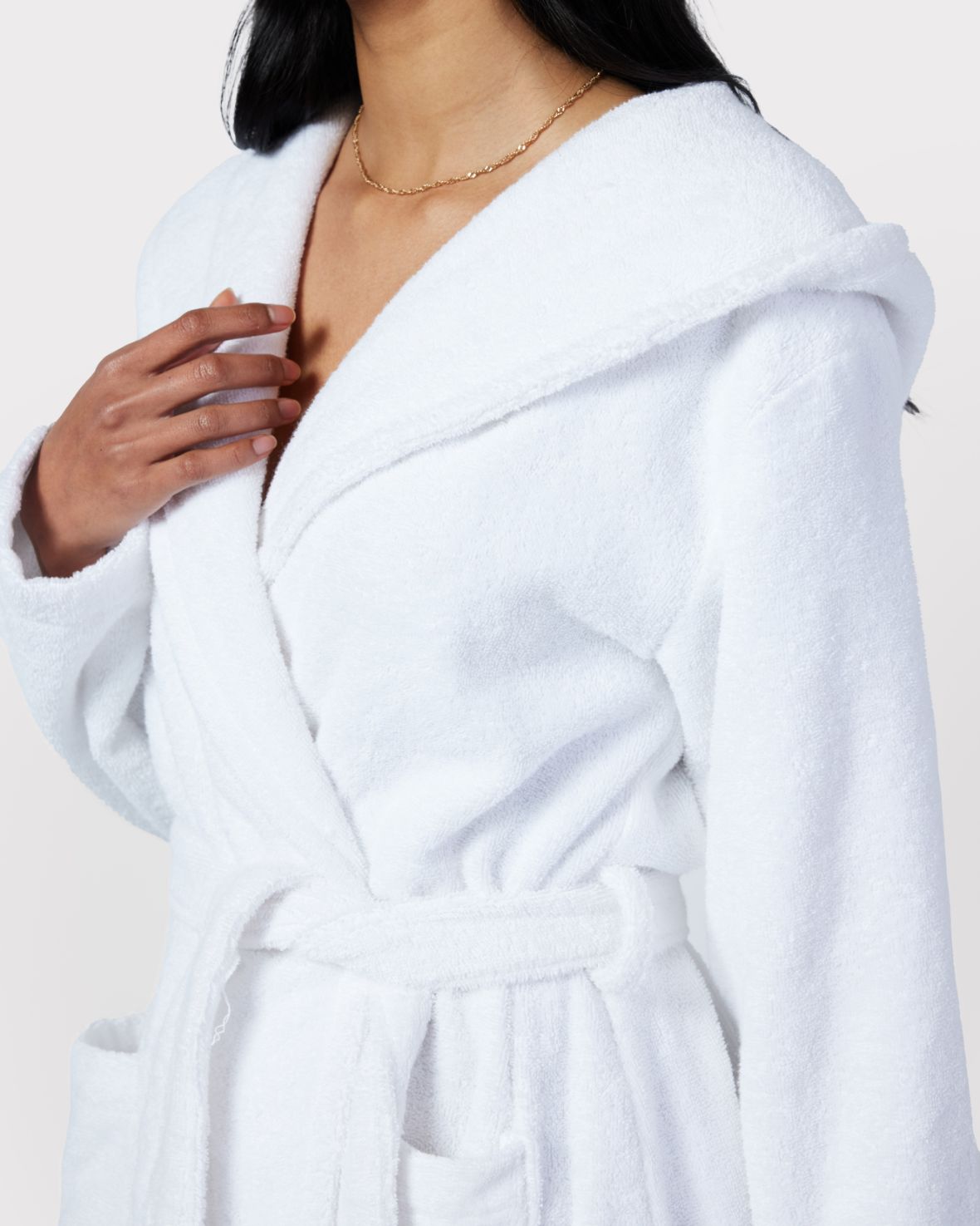 Towelling Dressing Gown - White