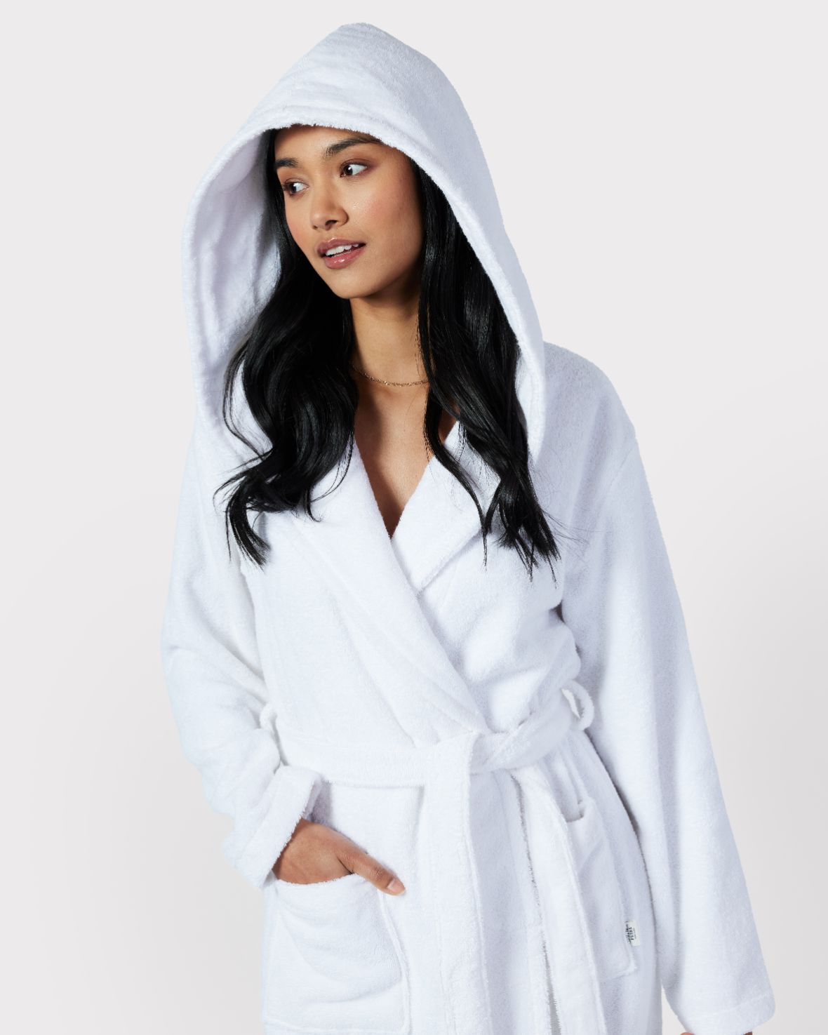 Towelling Dressing Gown - White