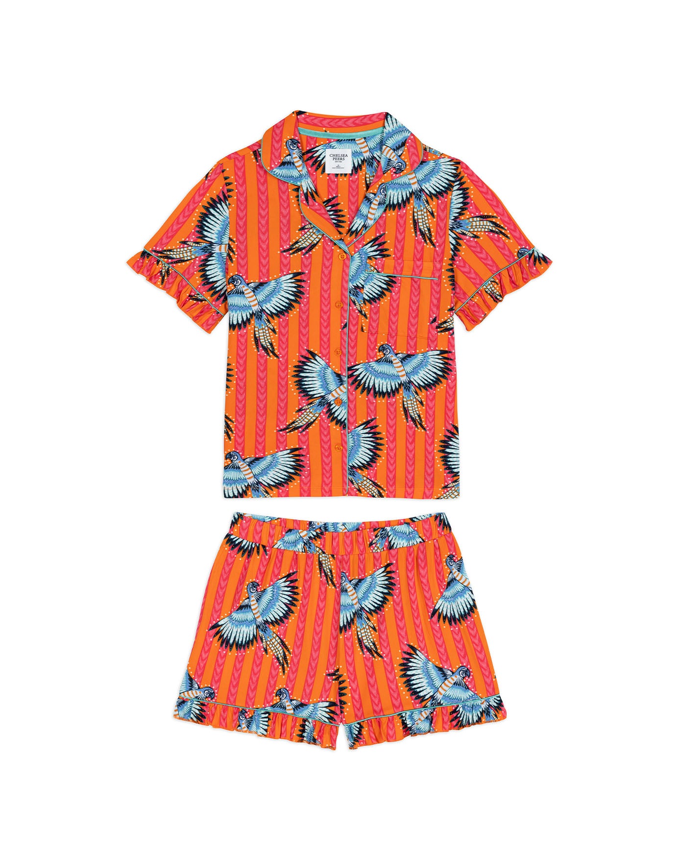 Parrot Stripe Print Frill Short Pyjama Set