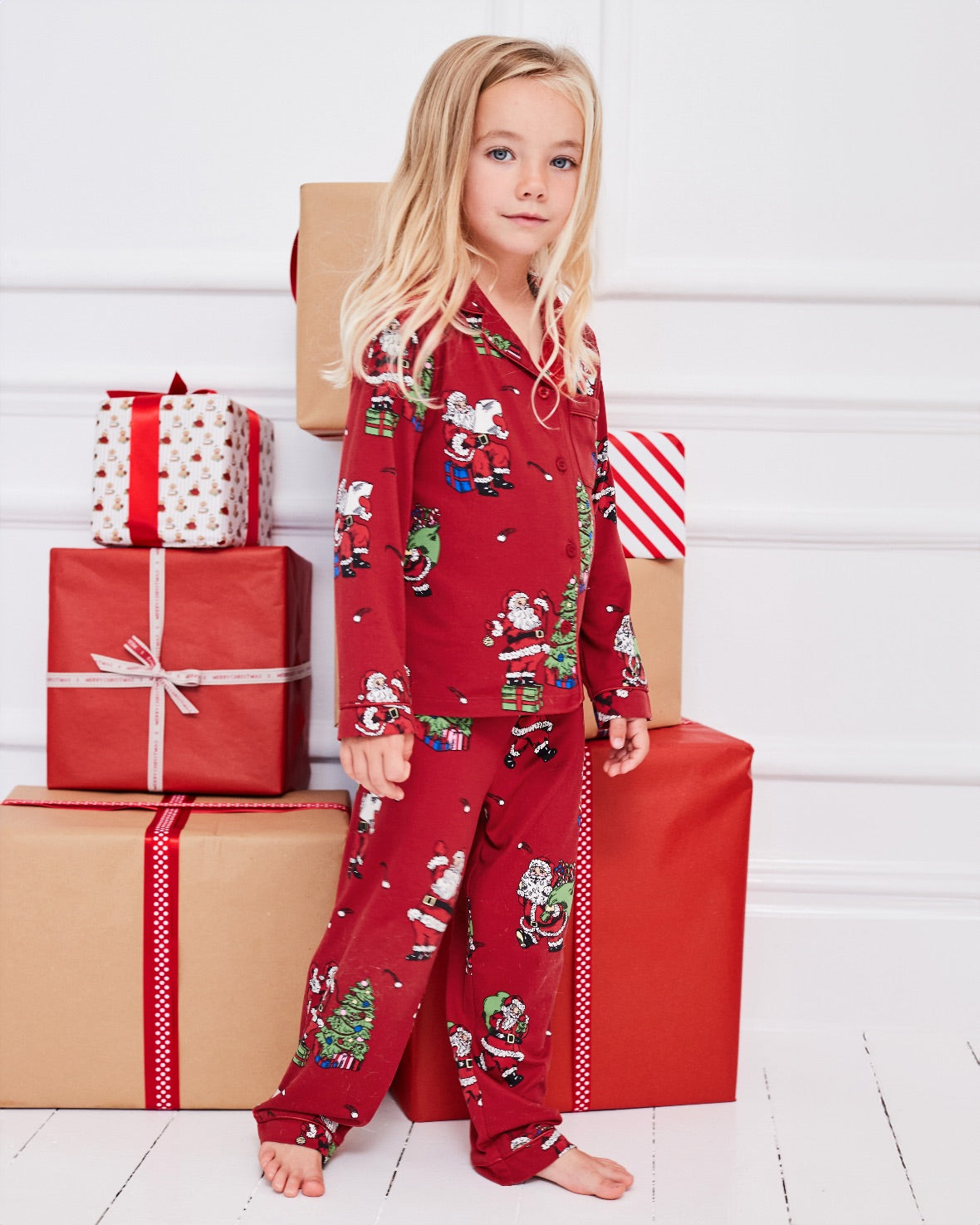 Christmas Santa Snowball Print Matching Family Pyjamas