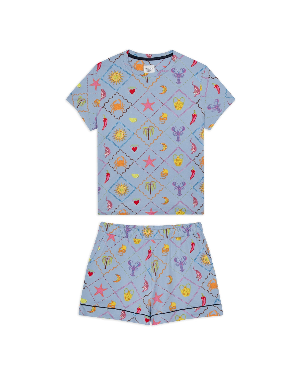 Patchwork Beach Print Short Pyjama Set