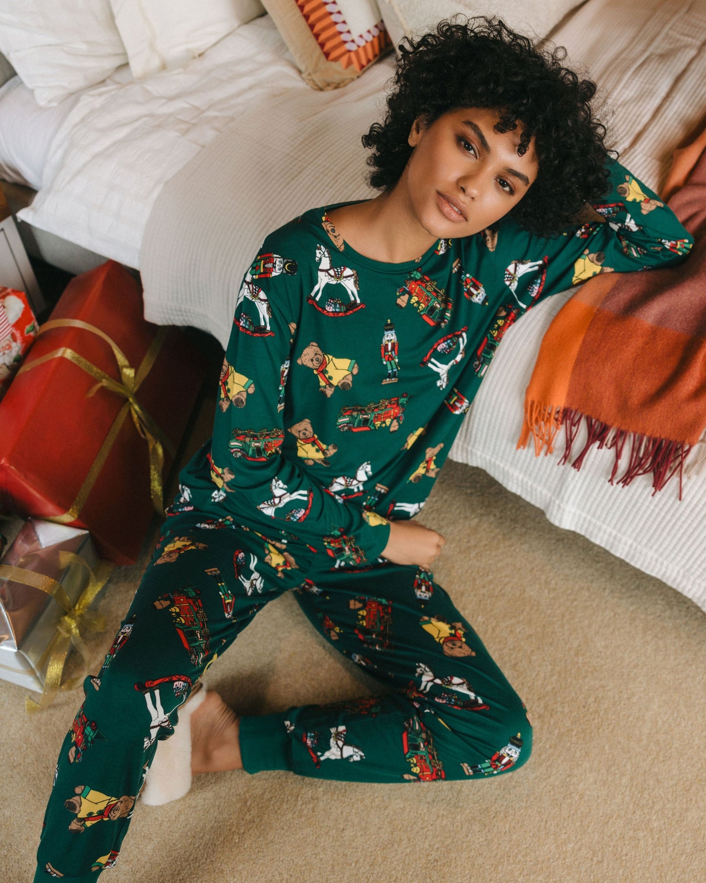 Christmas Toys Print Long Pyjama Set