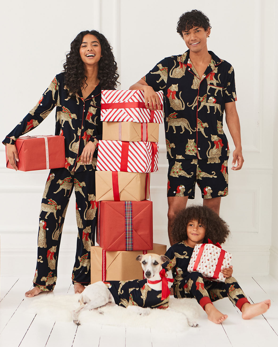Christmas Leopard Print Matching Family Pyjamas