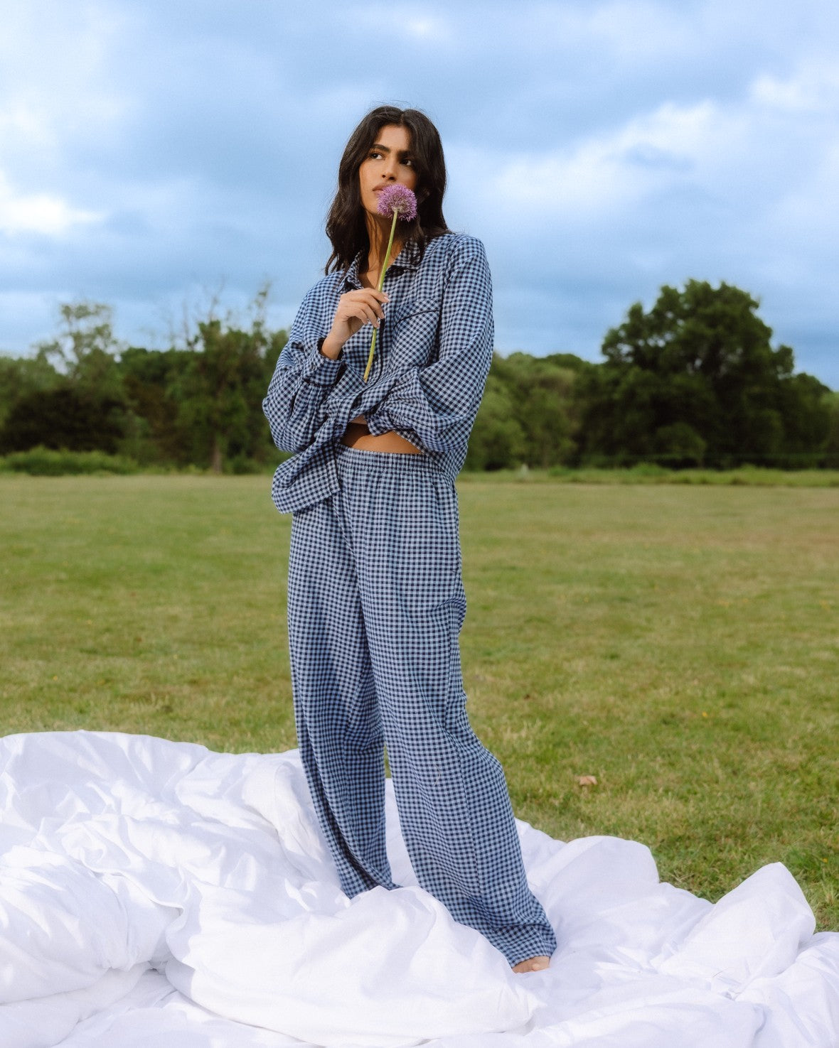 Organic Cotton Gingham Check Long Pyjama Set