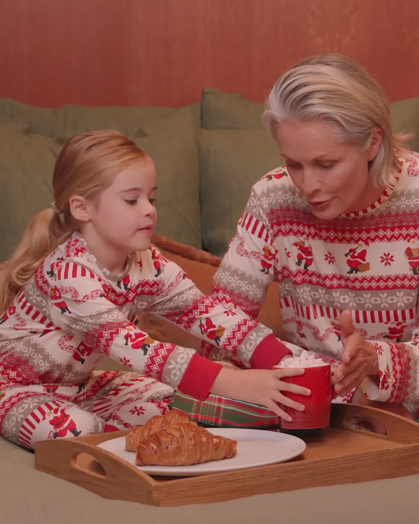 Musical Santa Fair Isle Print Matching Family Pyjamas