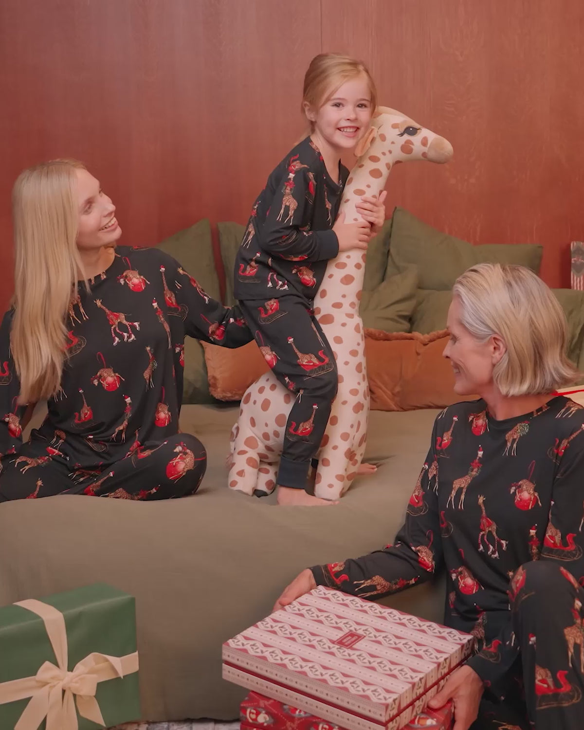 Christmas Giraffe Print Matching Family Pyjamas