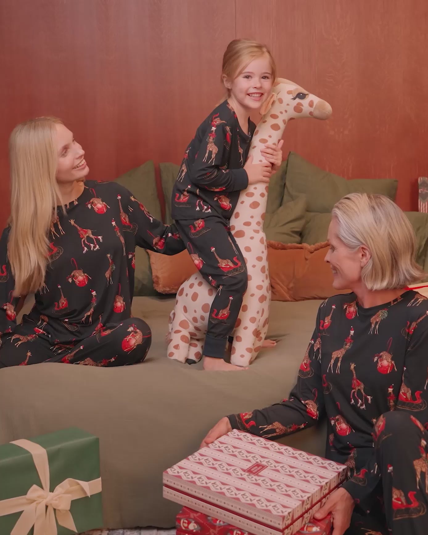 Christmas Giraffe Print Matching Family Pyjamas
