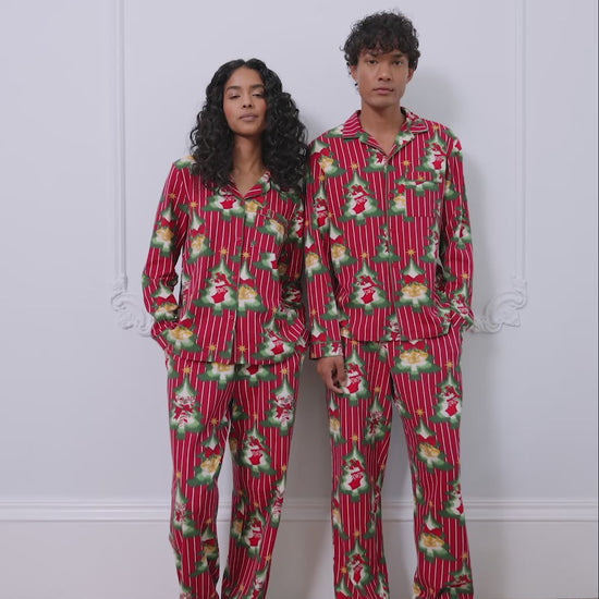 Christmas Tree Stripe Print Matching Family Pyjamas