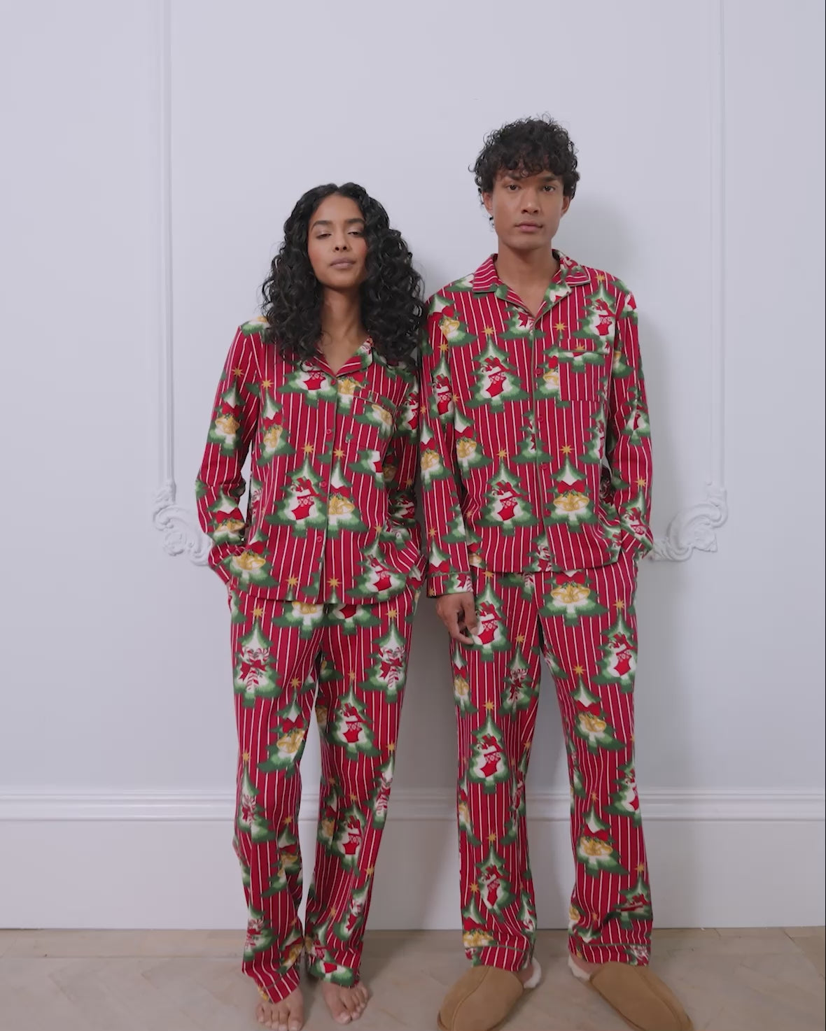 Christmas Tree Stripe Print Matching Family Pyjamas