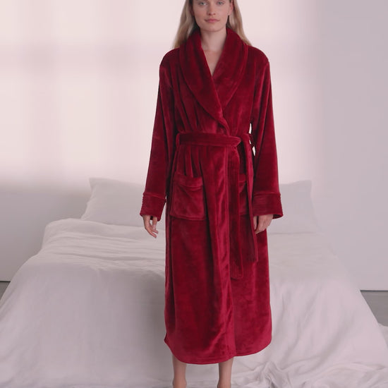 Fleece Dressing Gown - Red