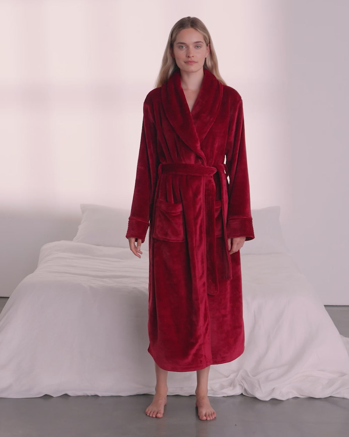 Fleece Dressing Gown - Red