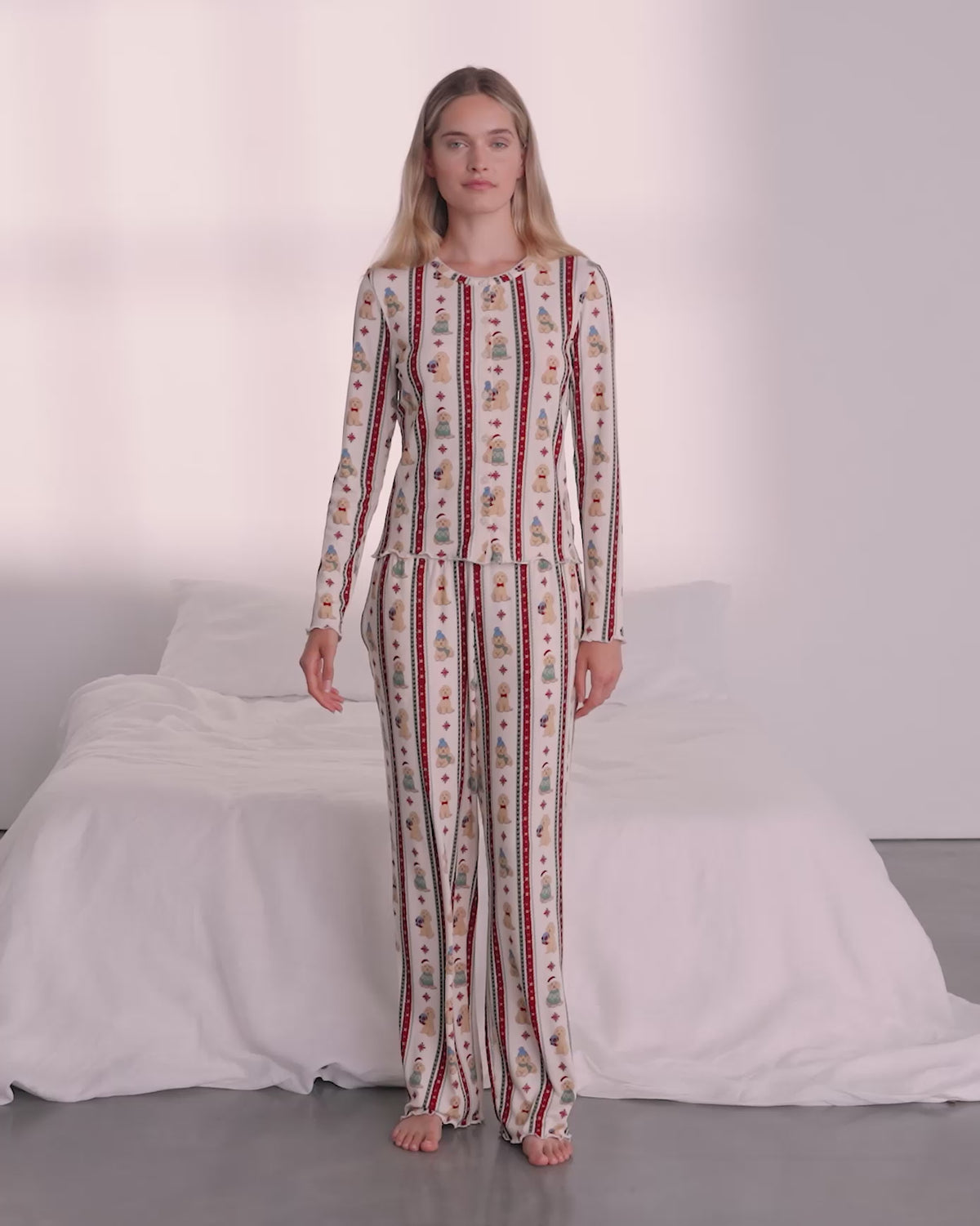 Christmas Chip the Cockapoo Stripe Print Long Pyjama Set