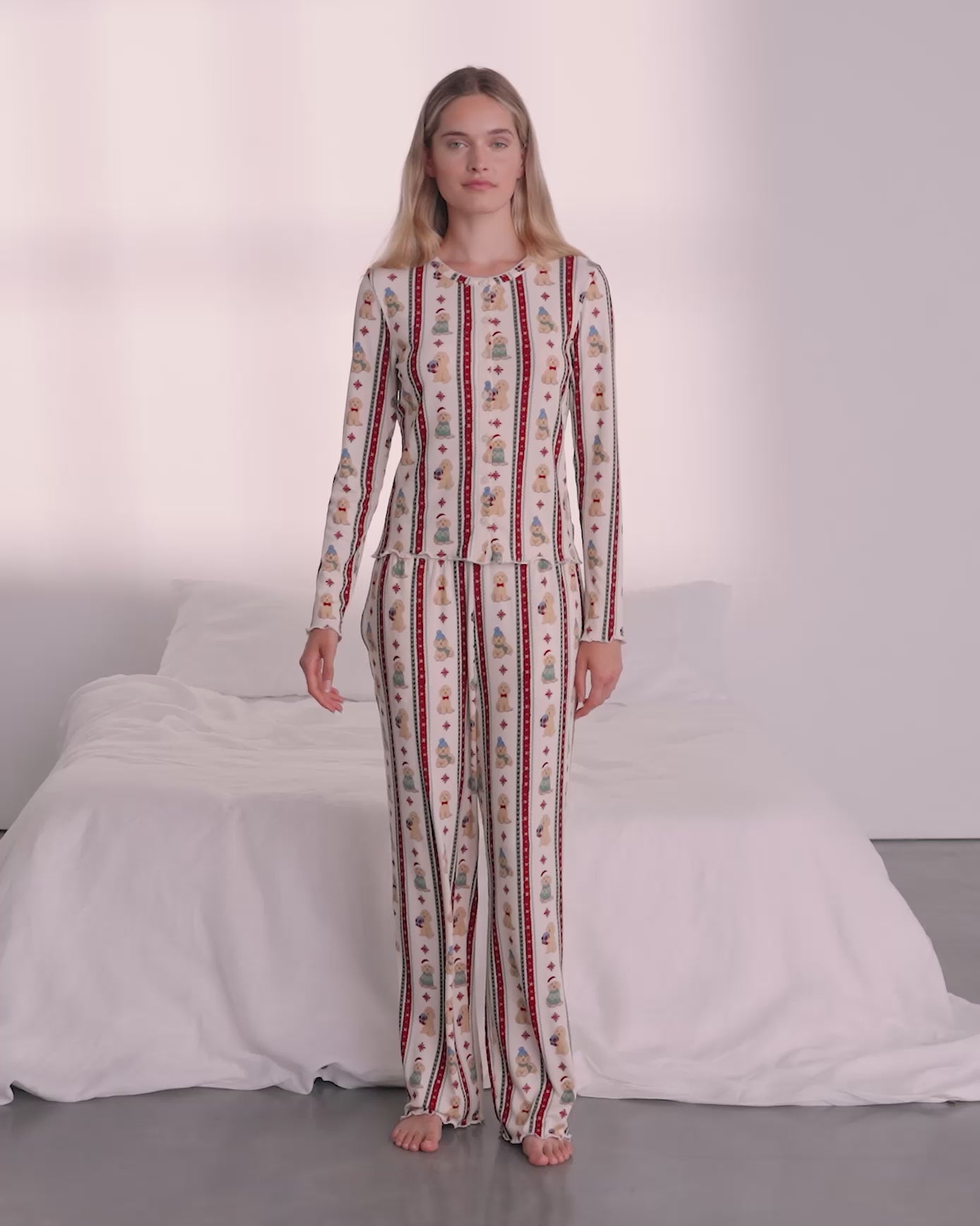 Christmas Chip the Cockapoo Stripe Print Long Pyjama Set