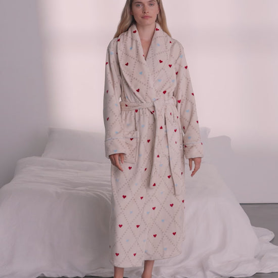Fleece Sweetheart Print Dressing Gown