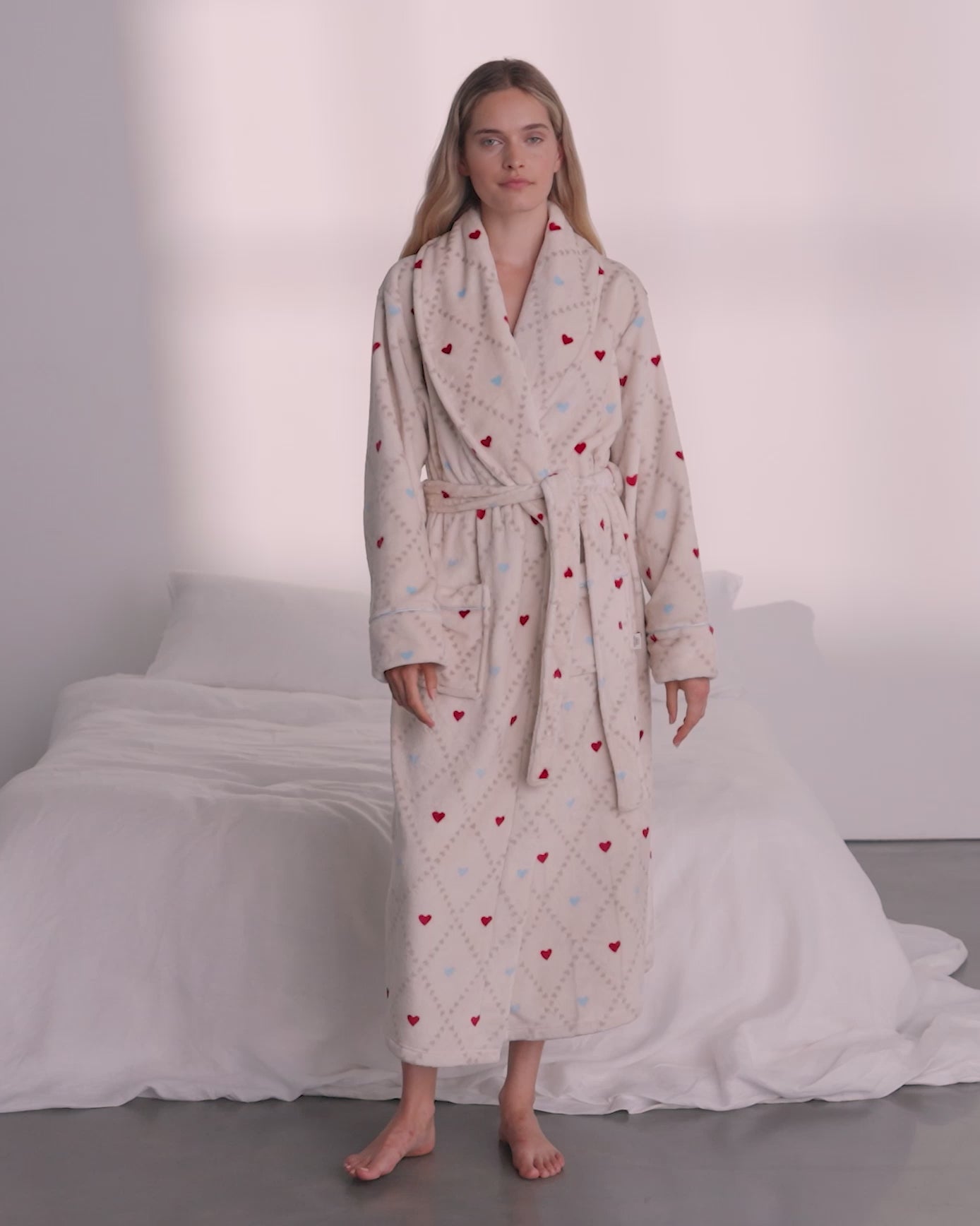 Fleece Sweetheart Print Dressing Gown