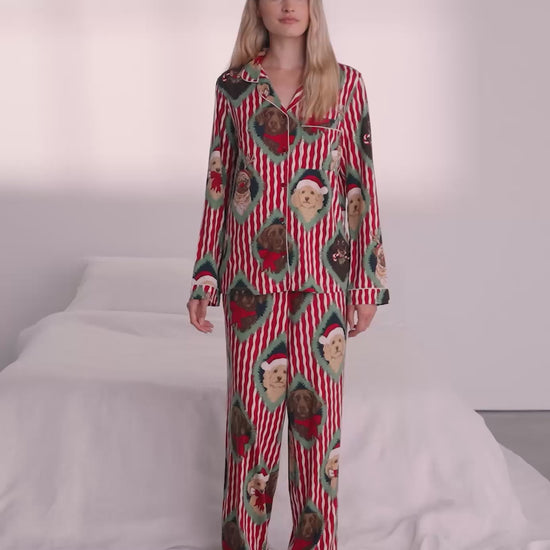 Christmas Chip & Friends Stripe Print Long Pyjama Set