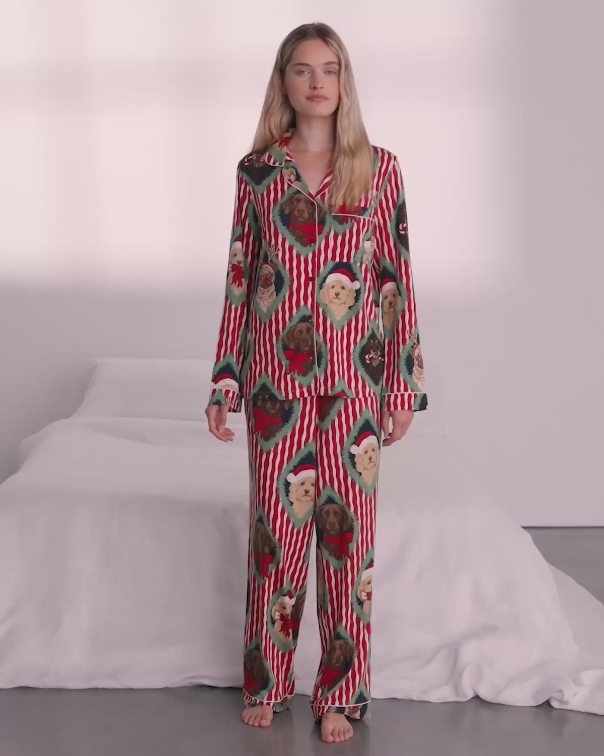Christmas Chip & Friends Stripe Print Long Pyjama Set