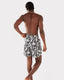 Men's Black/White Jungle Leopard Drawcord Long Board Swim Shorts