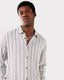 Men's Off-White Stripe Linen-Mix Overshirt
