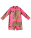 Kids' Pink Leopard Print Long-Sleeve UV Swimsuit