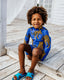 Mini Peers Kids' Blue Leopard Print Long-Sleeve Swimsuit