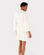 Satin Lace Trim Robe Dressing Gown - Ivory