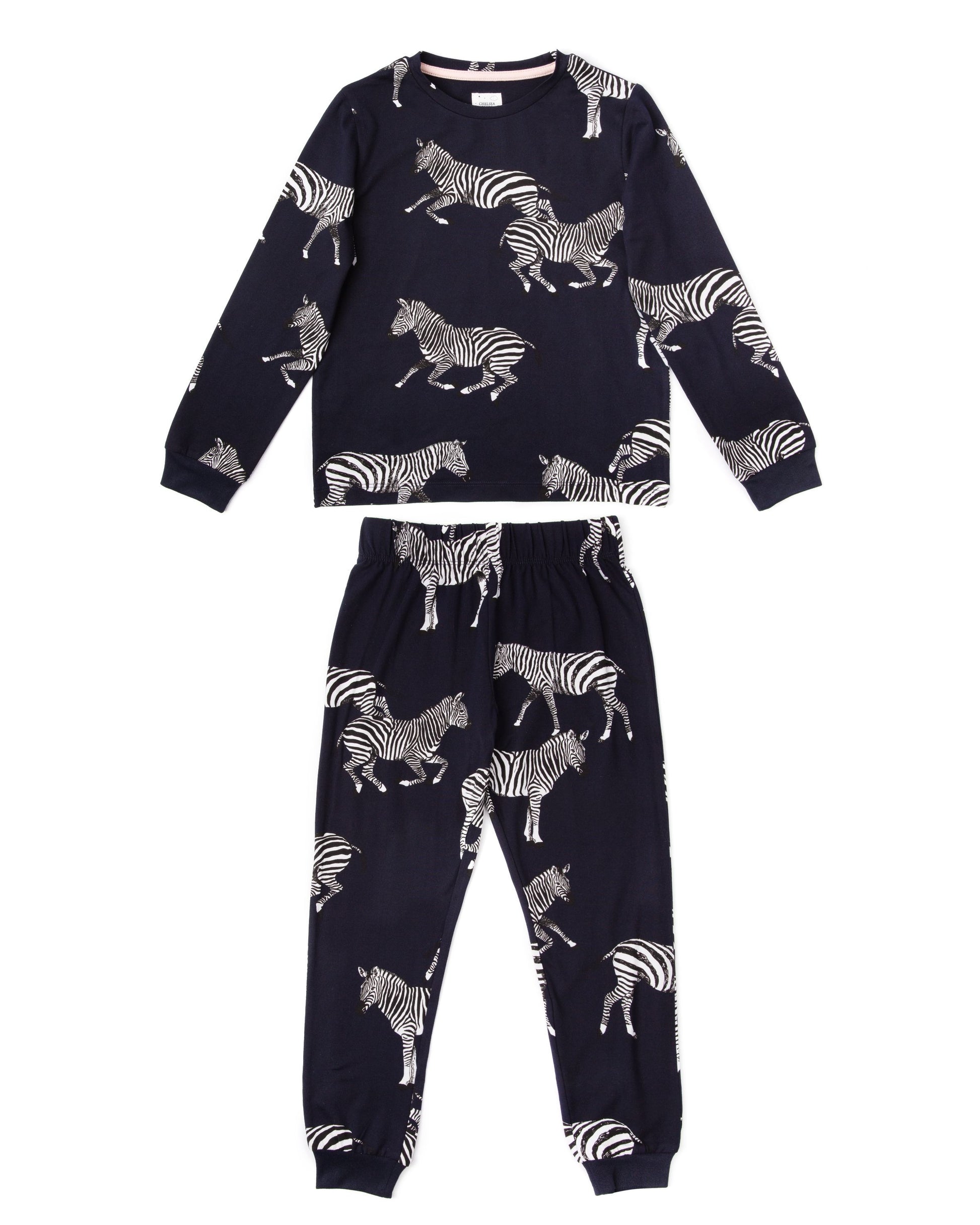 Kids' Navy Zebra Classic Pyjama Set