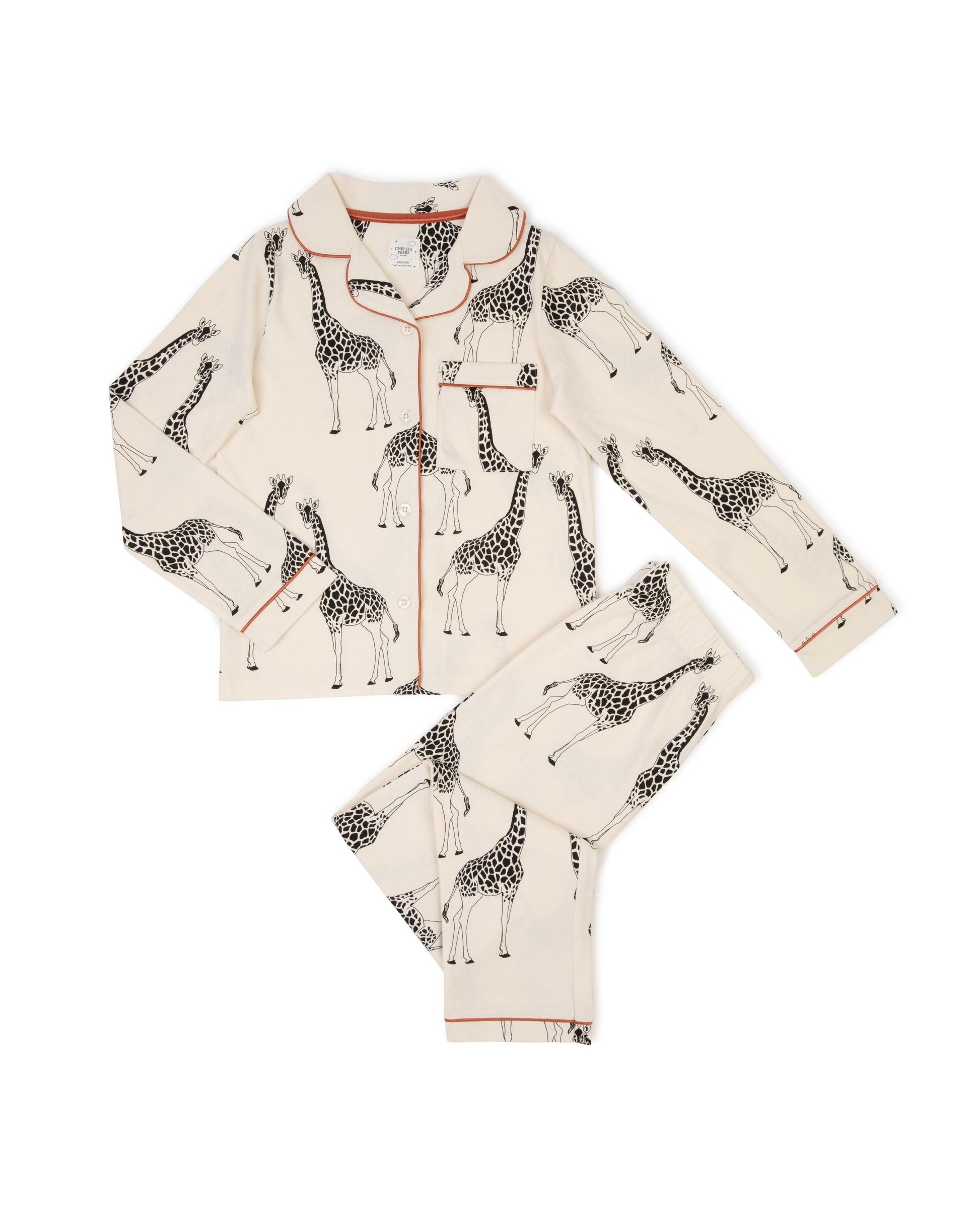 Kids' Cream Giraffe Button Up Long Pyjama Set