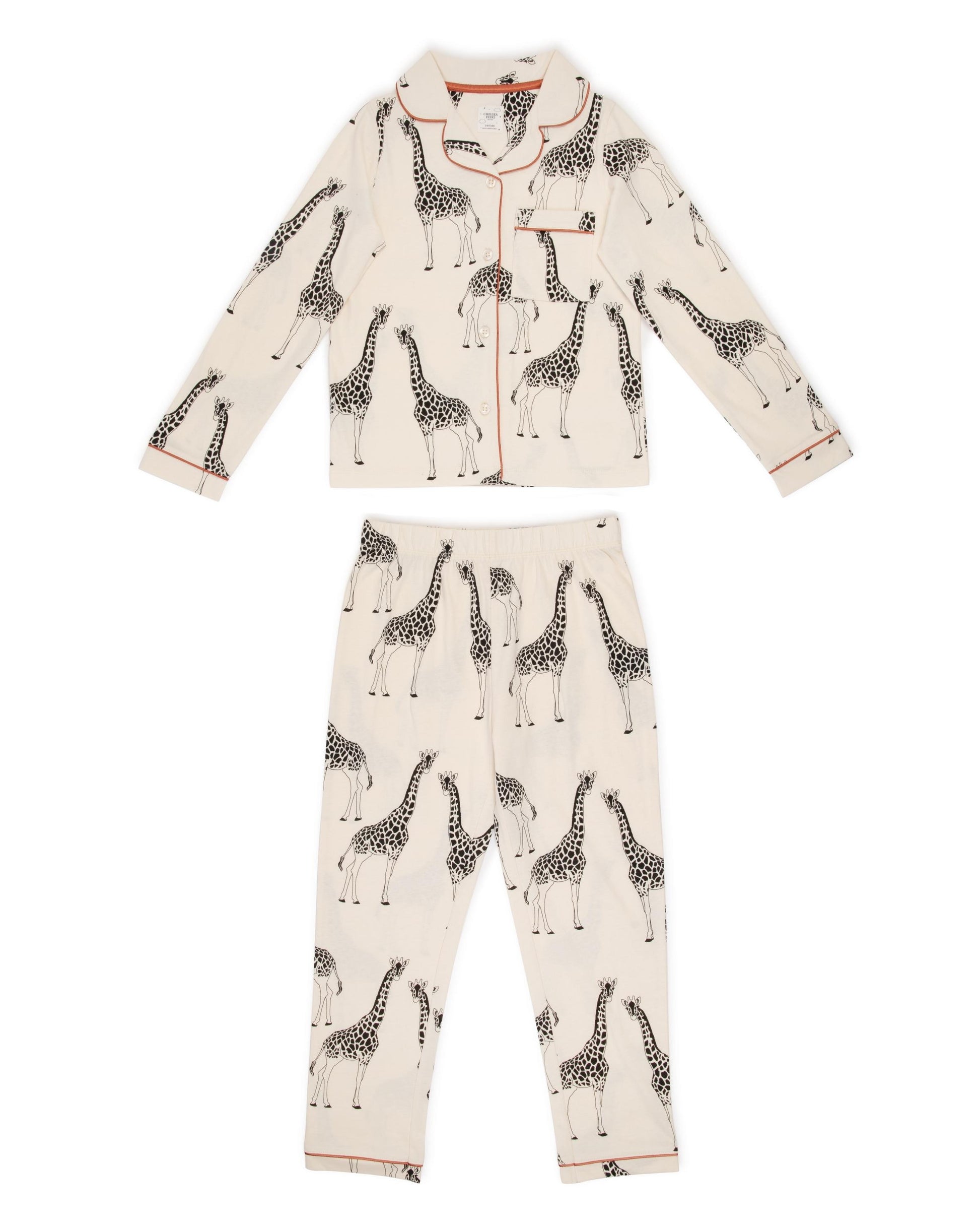 Kids' Cream Giraffe Button Up Long Pyjama Set